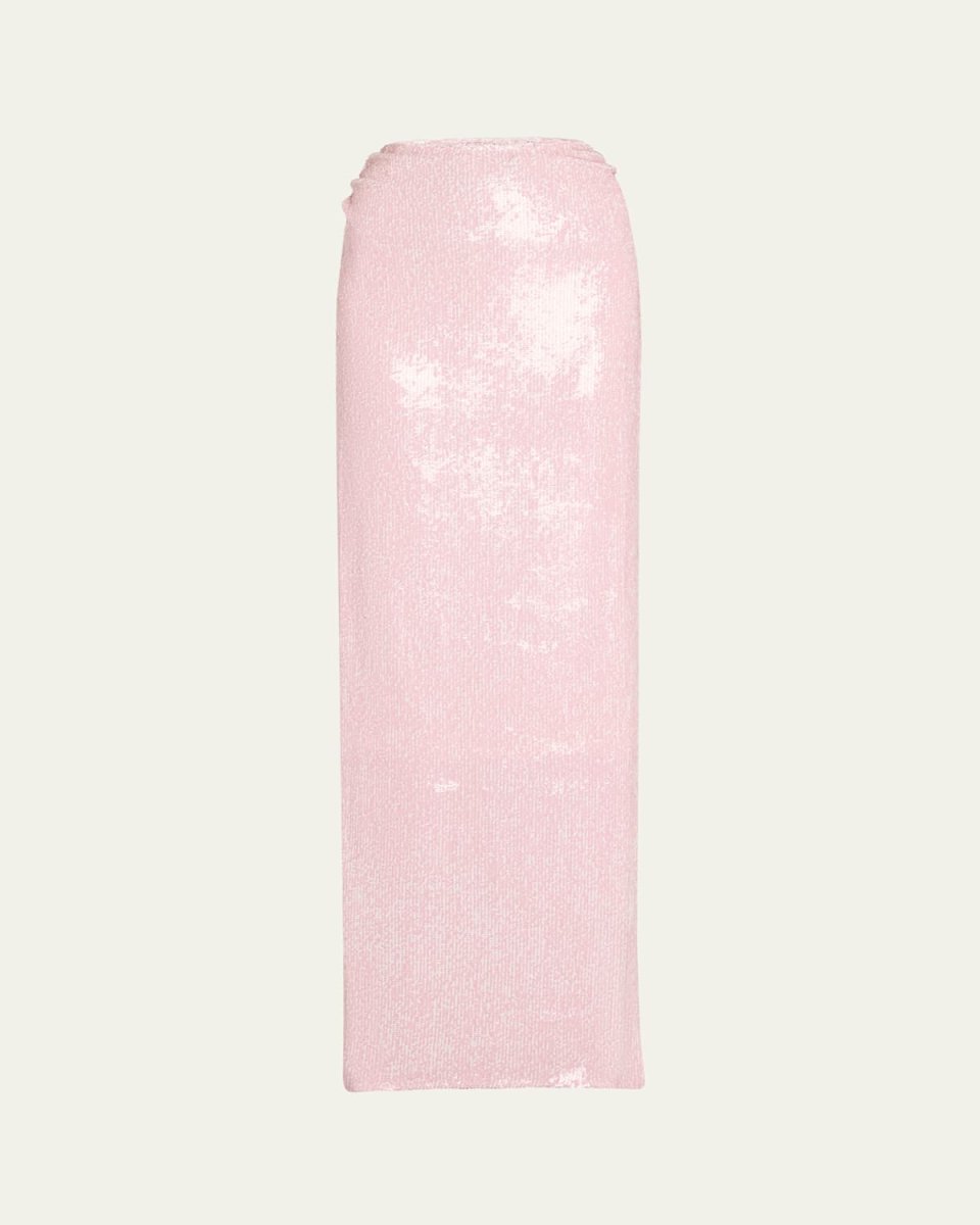 Ruched Sequin Maxi Skirt